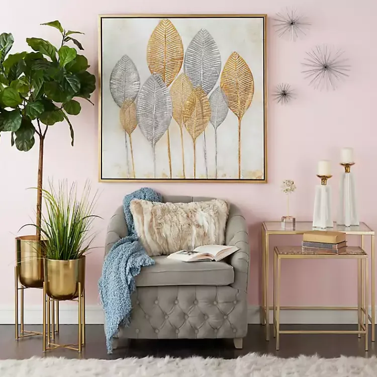 Kirklands Home Metallic Planters with Stands, Set of 2 Gold New