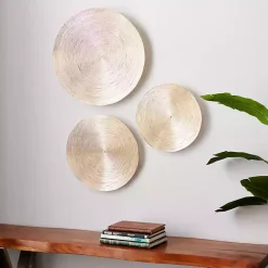 Kirklands Home Metallic Plates Wall Sculptures, Set of 3 Gold Clearance
