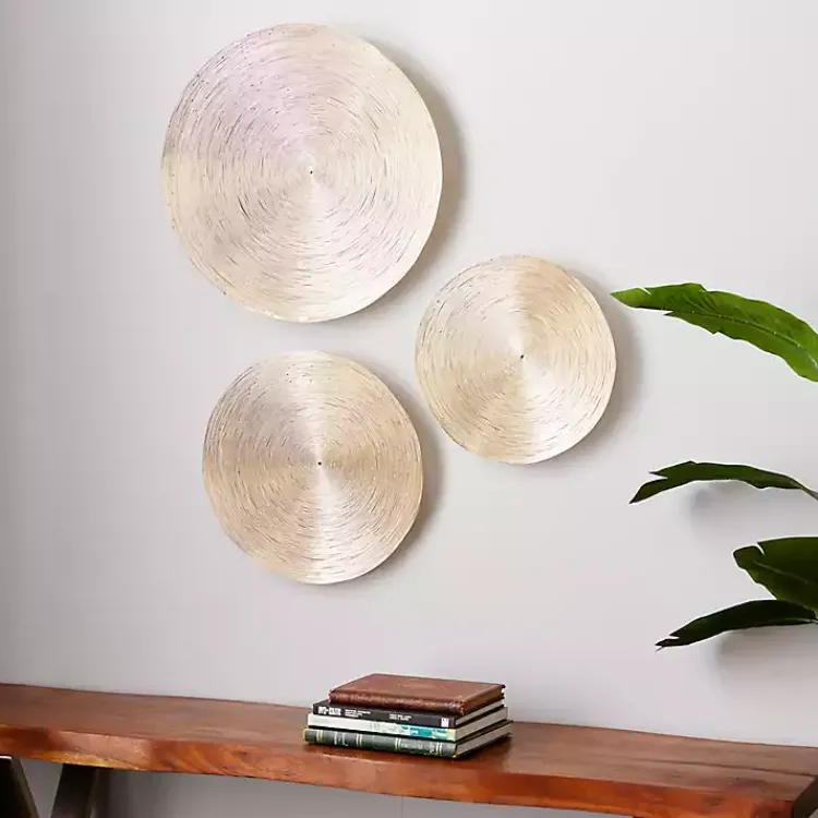 Kirklands Home Metallic Plates Wall Sculptures, Set of 3 Gold Clearance