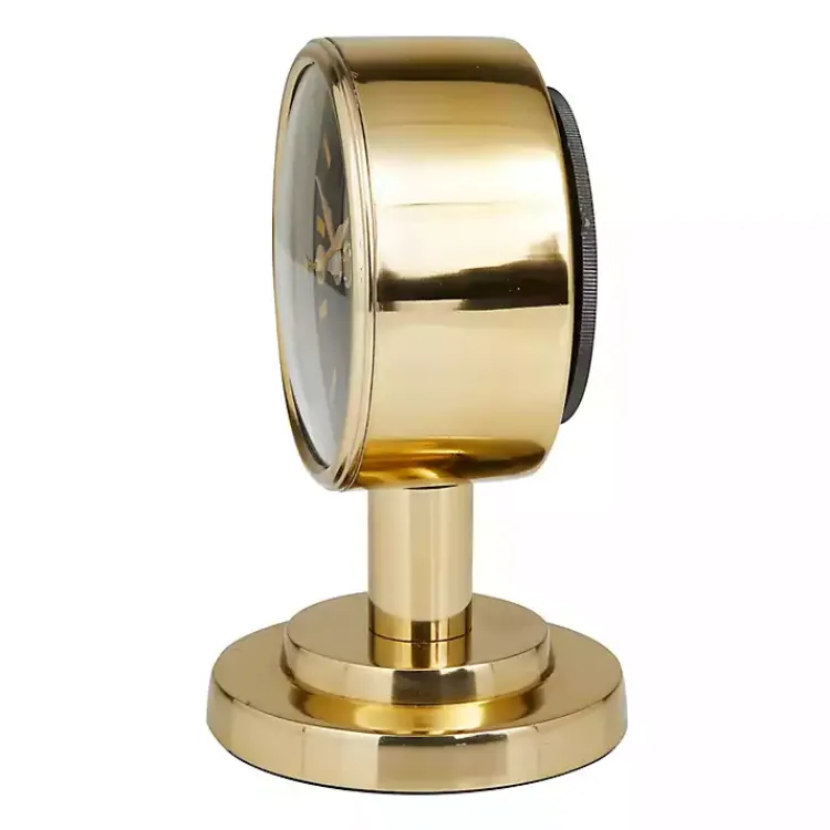 Decorative Accents>Kirklands Home Metallic Steel Beveled Base Tabletop Clock Gold