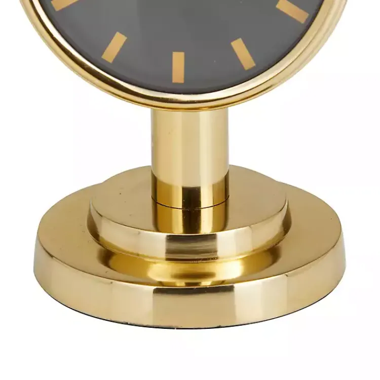 Decorative Accents>Kirklands Home Metallic Steel Beveled Base Tabletop Clock Gold