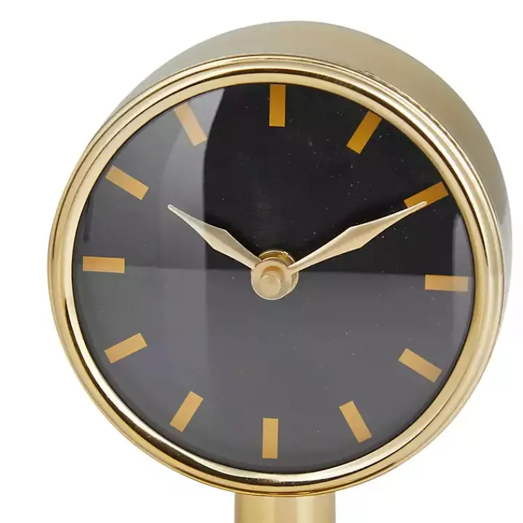 Decorative Accents>Kirklands Home Metallic Steel Beveled Base Tabletop Clock Gold