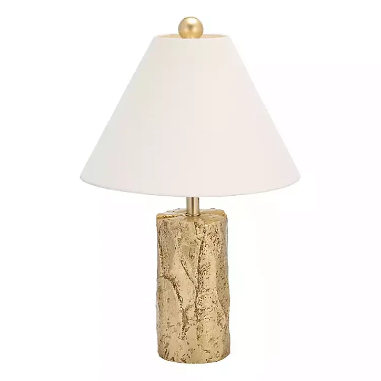 Kirklands Home Metallic Gold Textured Table Lamp Ivory Outlet