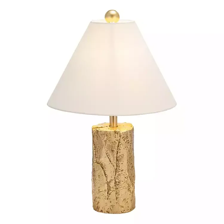 Kirklands Home Metallic Gold Textured Table Lamp Ivory Outlet