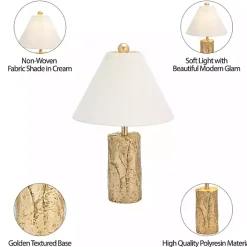Kirklands Home Metallic Gold Textured Table Lamp Ivory Outlet