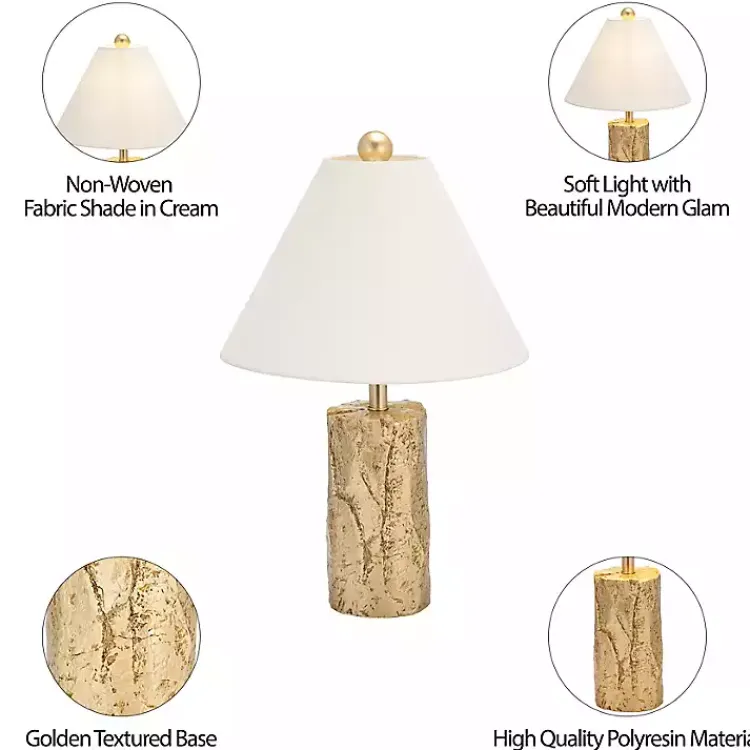 Kirklands Home Metallic Gold Textured Table Lamp Ivory Outlet
