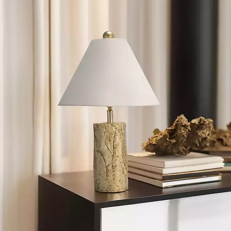 Kirklands Home Metallic Gold Textured Table Lamp Ivory Outlet