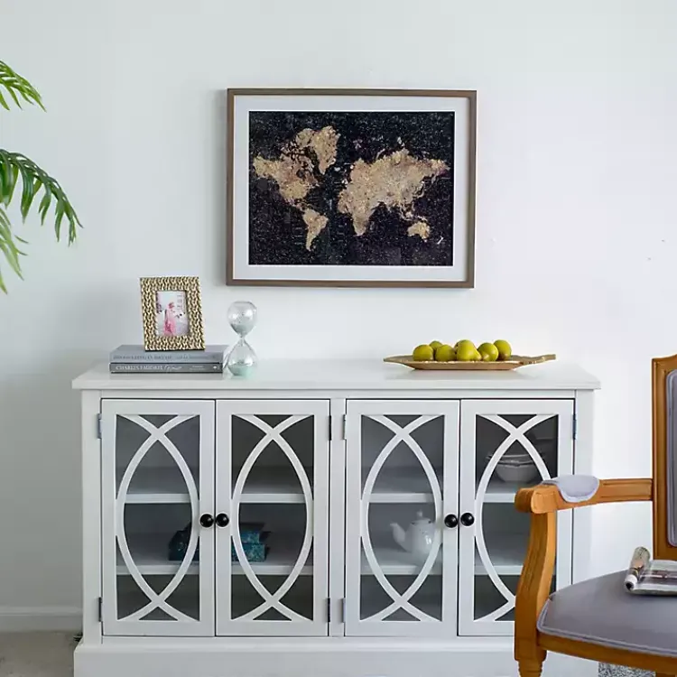 Kirklands Home Metallic Gold World Map Framed Art Print New
