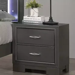 Kirklands Home Metallic Wood Jovan Nightstand Gray Best