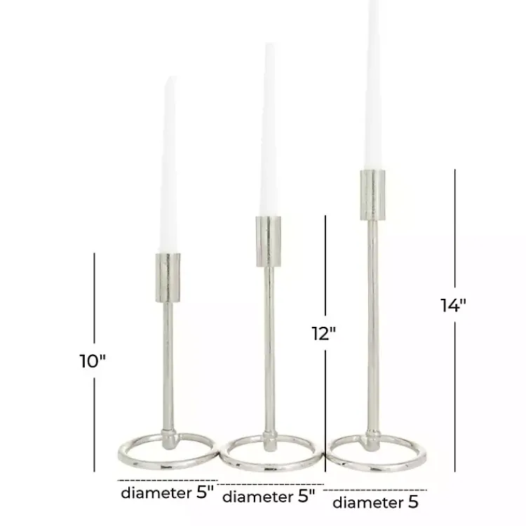 Candle Holders>Kirklands Home Metallic Loop Base Taper Candle Holders, Set of 3 Silver