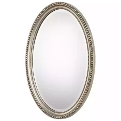 Kirklands Home Metallic Silver Beaded Edge Oval Mirror New