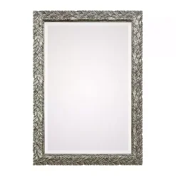 Kirklands Home Metallic Silver Flowering Leaf Beveled Wall Mirror