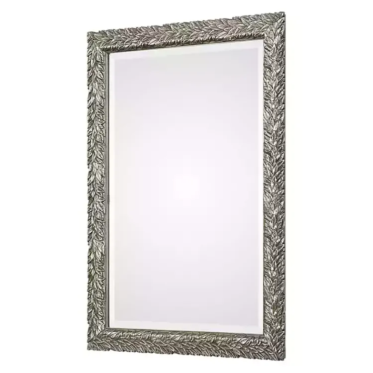 Kirklands Home Metallic Silver Flowering Leaf Beveled Wall Mirror
