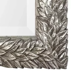 Kirklands Home Metallic Silver Flowering Leaf Beveled Wall Mirror
