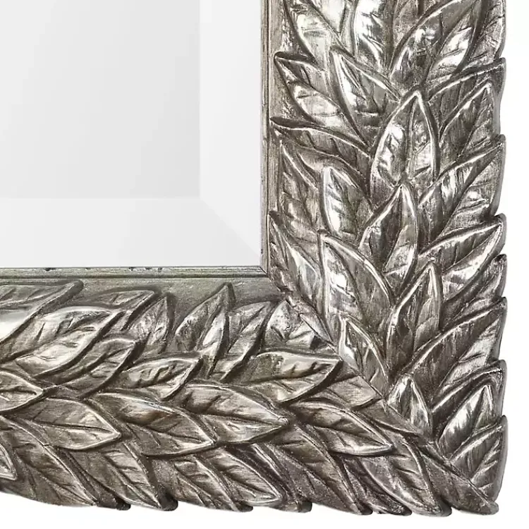 Kirklands Home Metallic Silver Flowering Leaf Beveled Wall Mirror