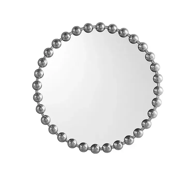 Kirklands Home Metallic Foiled Beaded Wall Mirror SIlver Discount