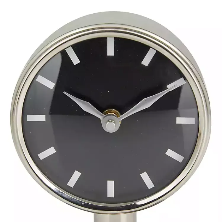 Decorative Accents>Kirklands Home Metallic Steel Beveled Base Tabletop Clock Silver
