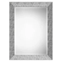 Kirklands Home Metallic Silver Textured Frame Wall Mirror Outlet