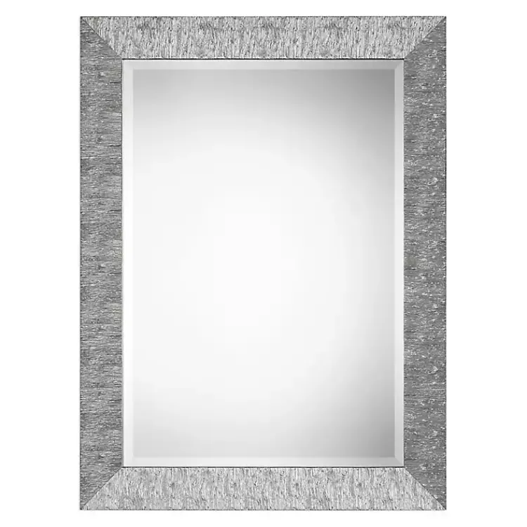 Kirklands Home Metallic Silver Textured Frame Wall Mirror Outlet