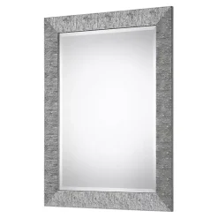 Kirklands Home Metallic Silver Textured Frame Wall Mirror Outlet