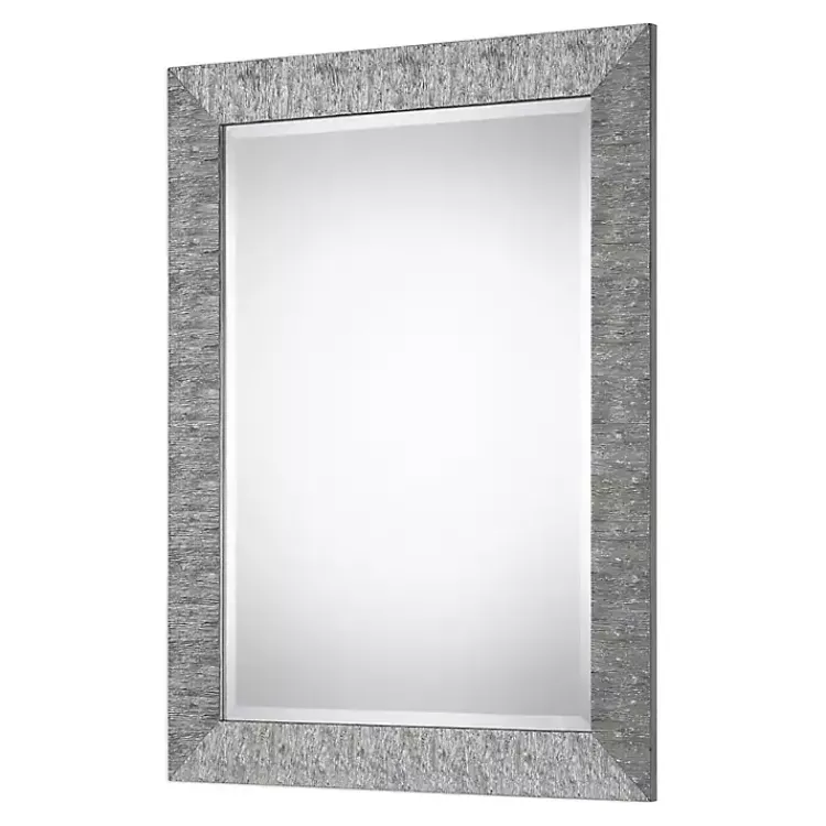 Kirklands Home Metallic Silver Textured Frame Wall Mirror Outlet