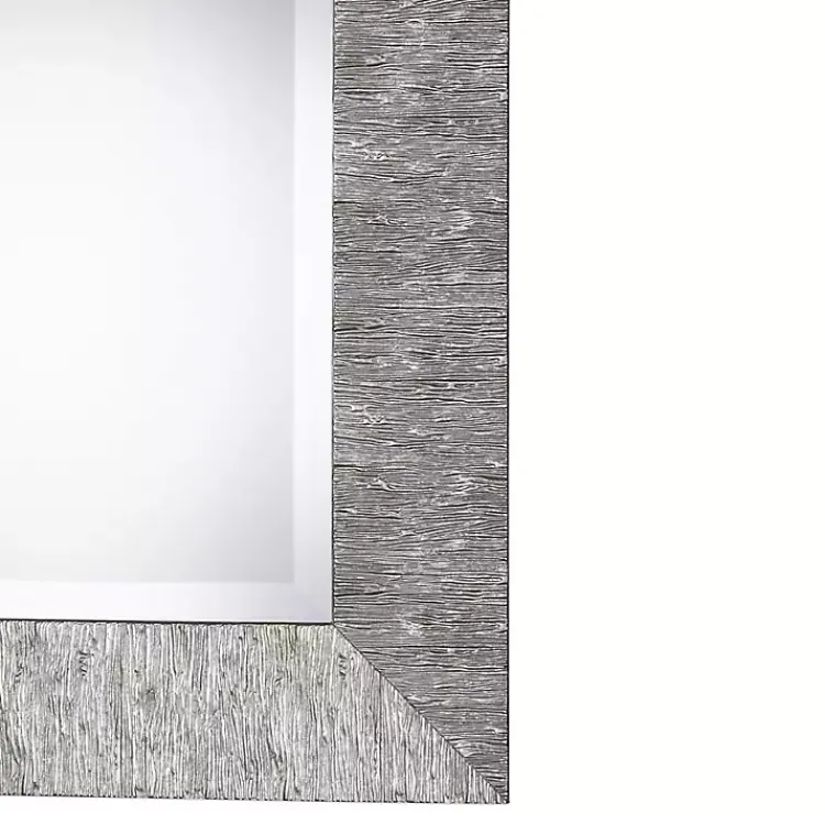 Kirklands Home Metallic Silver Textured Frame Wall Mirror Outlet