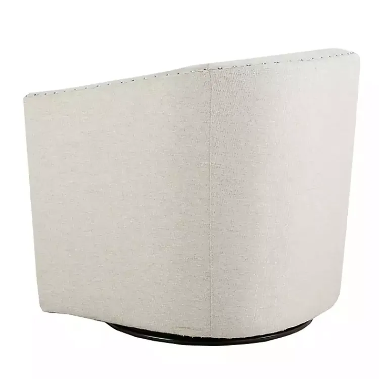Kirklands Home Metro Club Natural Swivel Chair with Nailhead Trim Ivory