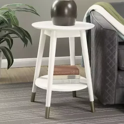 Kirklands Home Mia Round Accent Table White Outlet