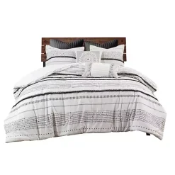 Kirklands Home Mia White Striped 3-pc. King Comforter Set New