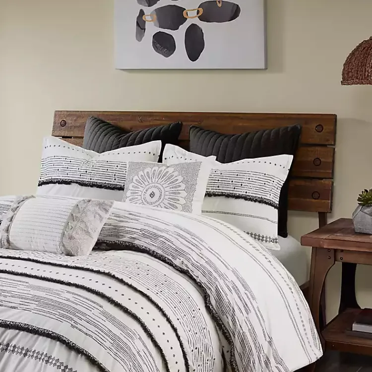 Kirklands Home Mia Striped 3-pc. King Duvet Cover Set White New