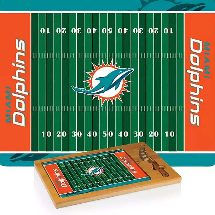 Kirklands Home Miami Dolphins Cutting Board & Knife Set New