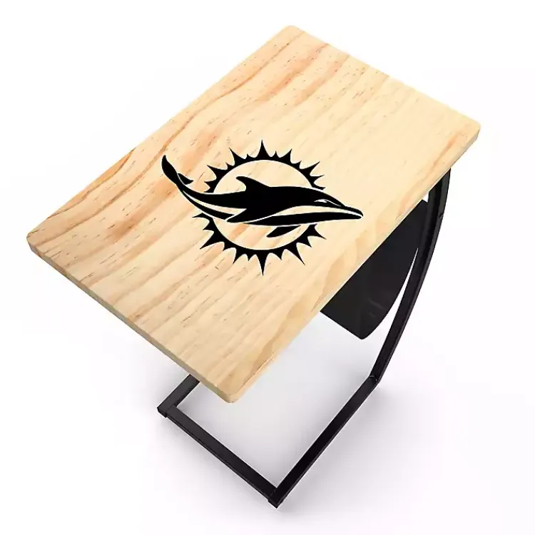 Kirklands Home Miami Dolphins Wood C-Table Tan New