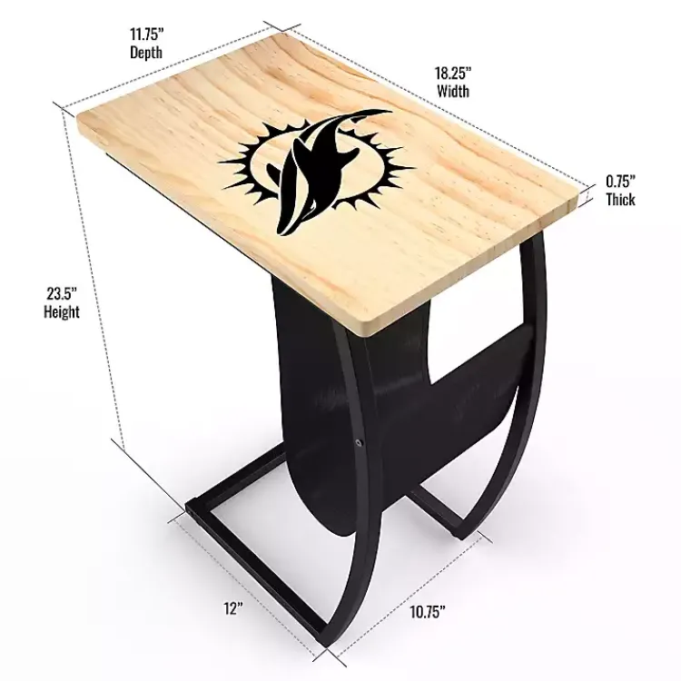 Kirklands Home Miami Dolphins Wood C-Table Tan New