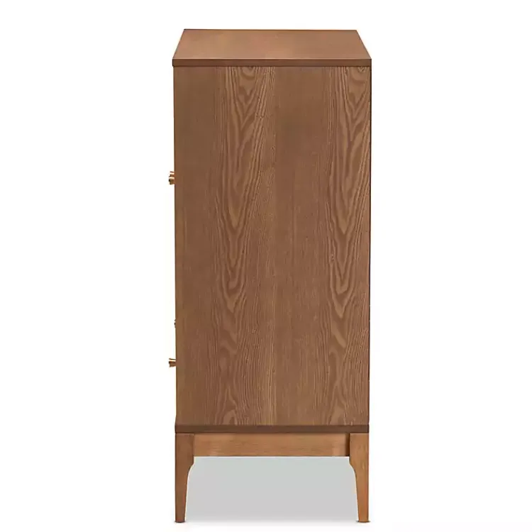 Kirklands Home Mid-Century Modern Rattan Walnut Cabinet Brown Best