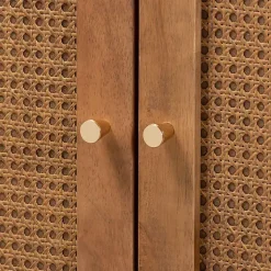 Kirklands Home Mid-Century Modern Rattan Walnut Cabinet Brown Best