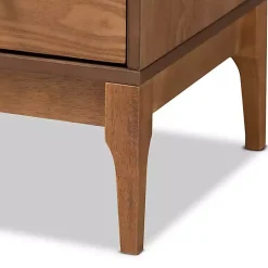 Kirklands Home Mid-Century Modern Rattan Walnut Cabinet Brown Best