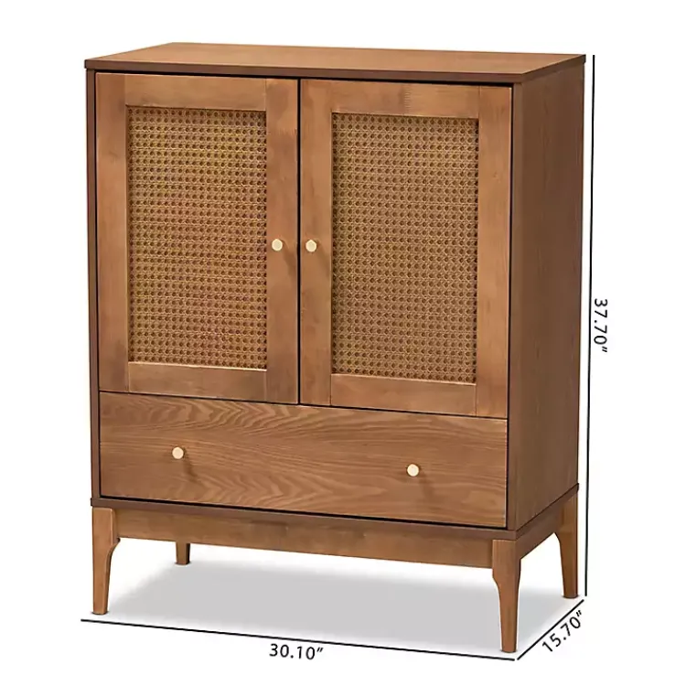Kirklands Home Mid-Century Modern Rattan Walnut Cabinet Brown Best