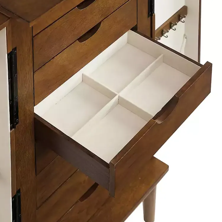 Kirklands Home Mid-Century Modern Walnut Jewelry Armoire Brown