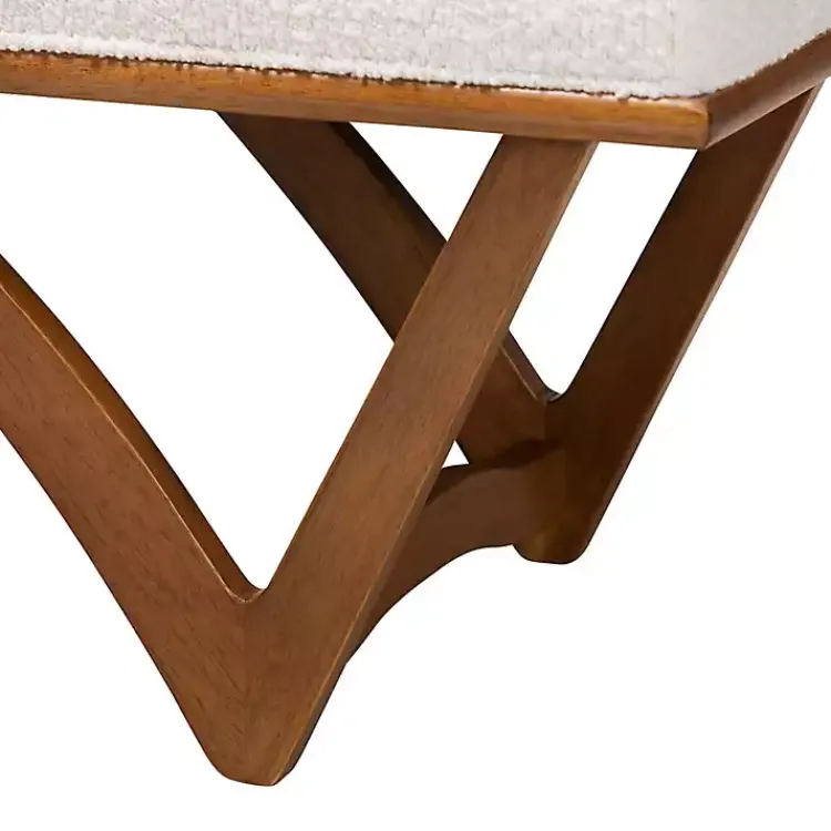 Kirklands Home Mid-Century Modern Boucle Angled Bench White