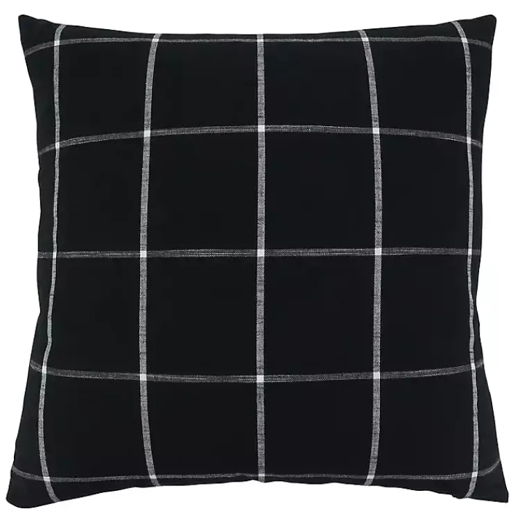 Pillows>Kirklands Home Midnight Black Large Print Plaid Throw Pillow
