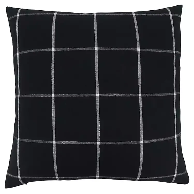 Pillows>Kirklands Home Midnight Black Large Print Plaid Throw Pillow
