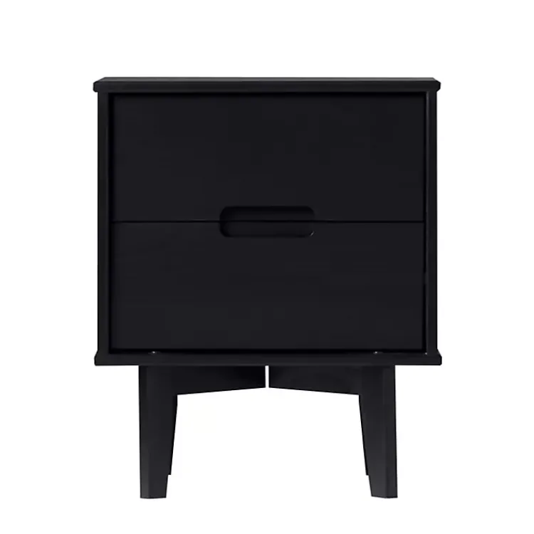 Kirklands Home Midnight Wood 2-Drawer Modern Nightstand Black New
