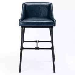 Kirklands Home Midnight Faux Leather Parlor Bar Stool Blue Clearance