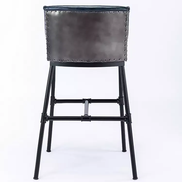 Kirklands Home Midnight Faux Leather Parlor Bar Stool Blue Clearance