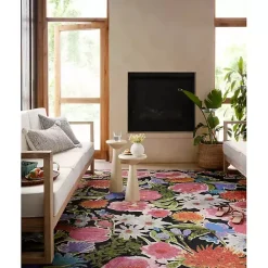Kirklands Home Midnight Garden Party Indoor/Outdoor Rug, 7x11