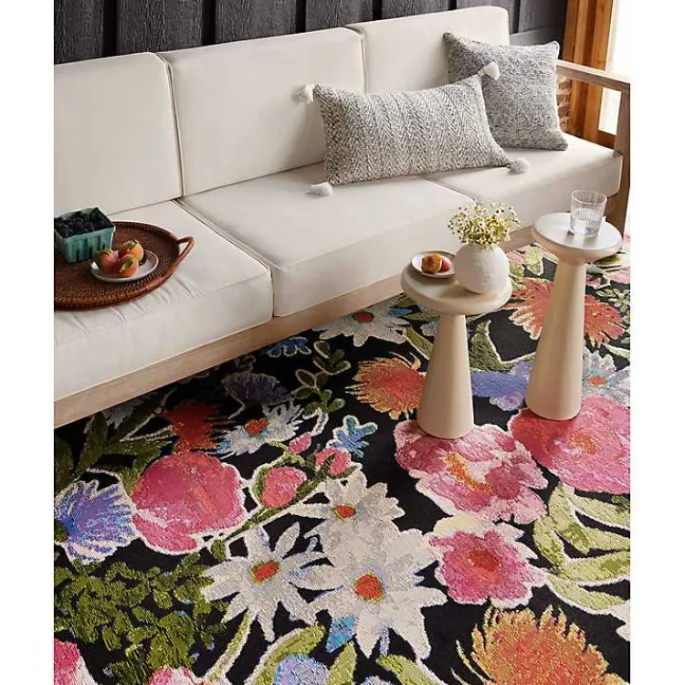 Kirklands Home Midnight Garden Party Indoor/Outdoor Rug, 7x11