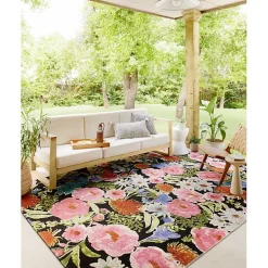 Kirklands Home Midnight Garden Party Indoor/Outdoor Rug, 7x11