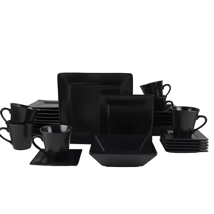 Kirklands Home Midnight Squared 30-pc. Dinnerware Set Black New