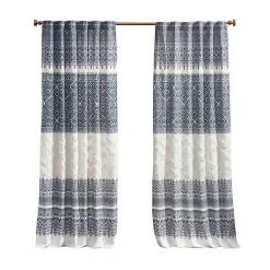 Kirklands Home Mila Horizontal Stripe Curtain Panel, 84 in. Blue Best