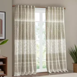 Kirklands Home Mila Horizontal Stripe Curtain Panel, 84 in. Tan Discount